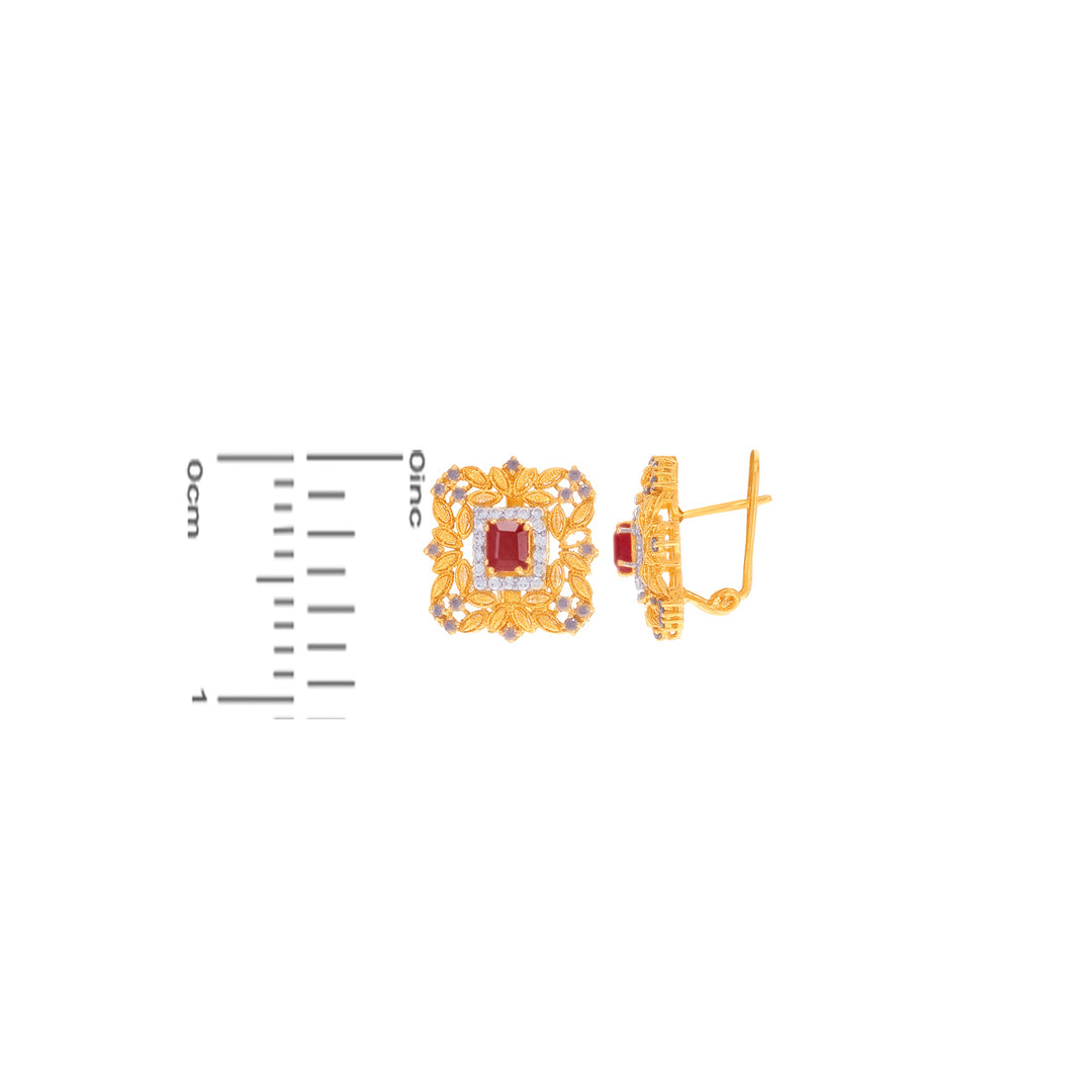 Brilliant Antique Pendant Set With Ruby & CZ in 22K Gold