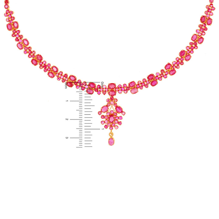 Stunning Necklace Set With Ruby in 22K Gold