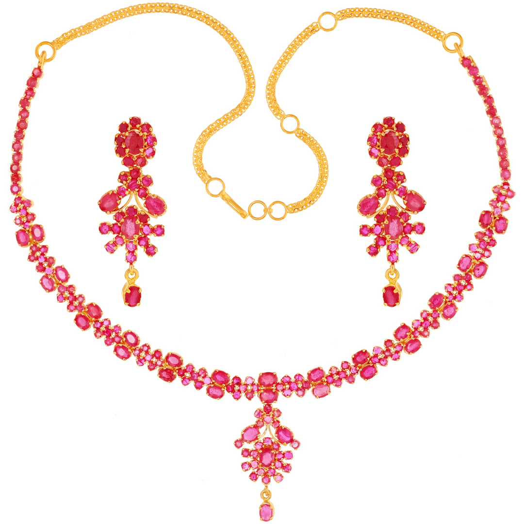 Mesmerizing Necklace Set With Ruby in 22K Gold