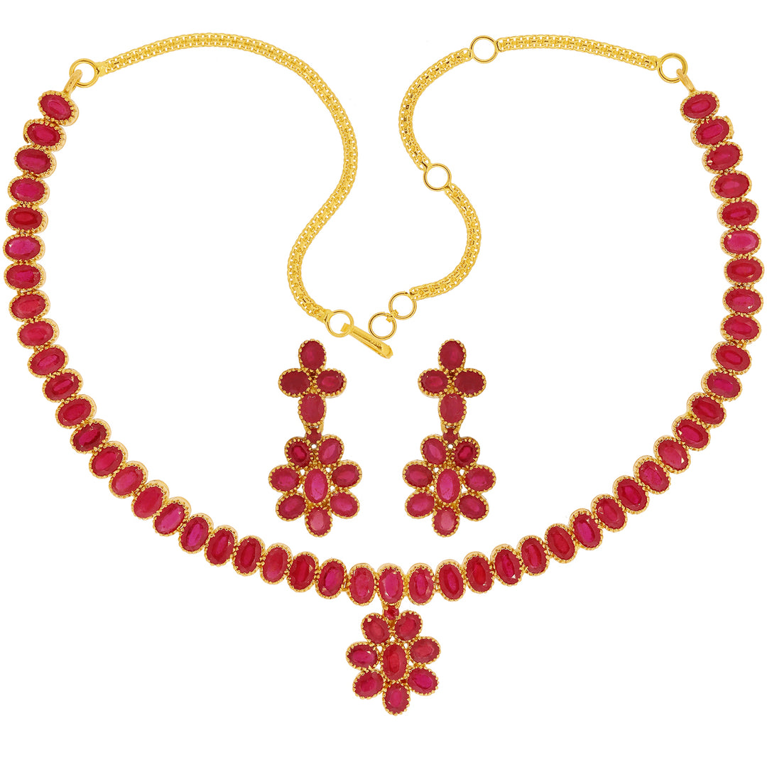 Gorgeous Necklace Set With Ruby in 22K Gold