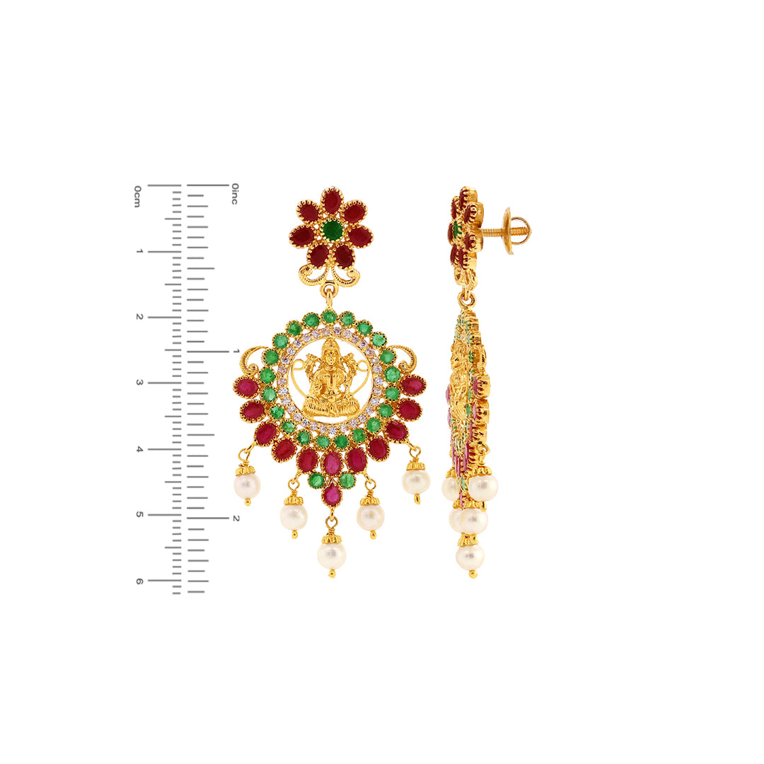 Graceful Laxmi Choker Set with Gemstones in 22K Gold