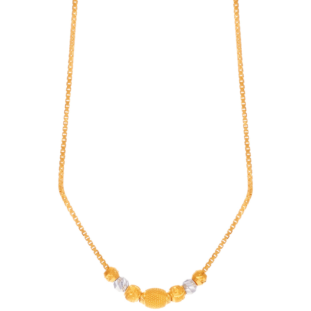 Fancy Ball Two tone 16" Chain in 22K Gold