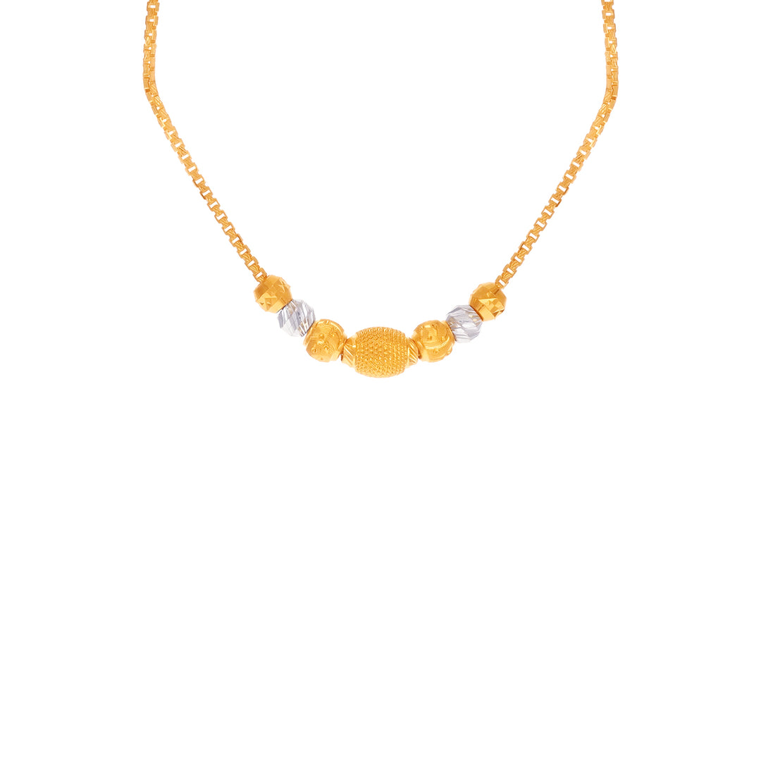 Fancy Ball Two tone 16" Chain in 22K Gold