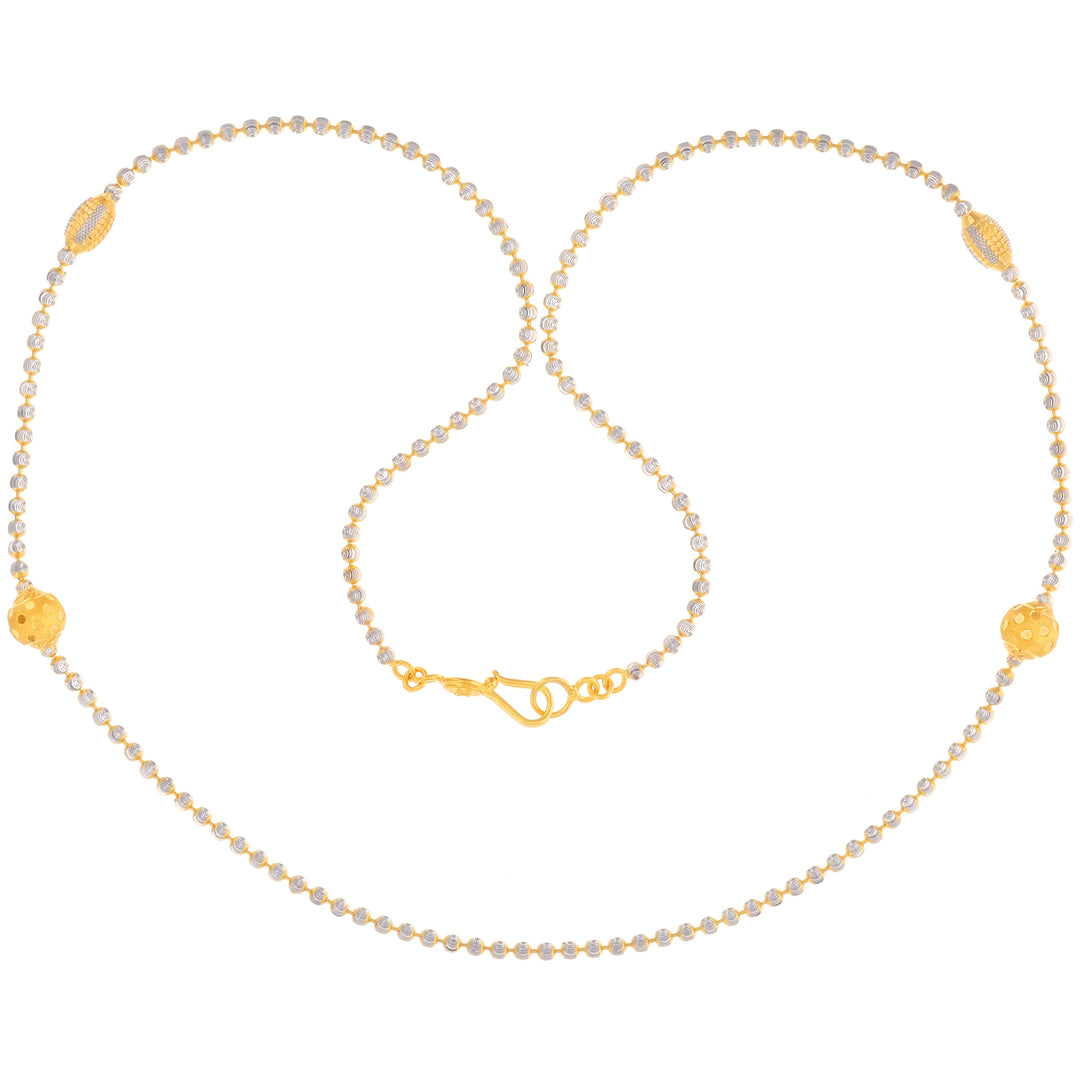 Fancy Ball Two tone 18" Chain in 22K Gold