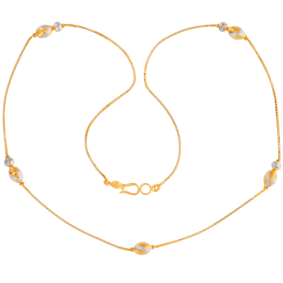 Fancy Ball Two tone 18" Chain in 22K Gold