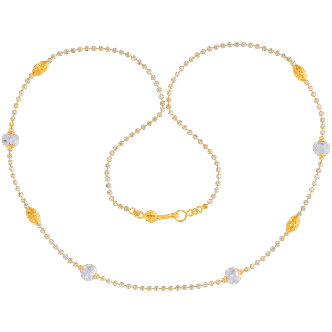 Fancy Ball Two tone 18" Chain in 22K Gold