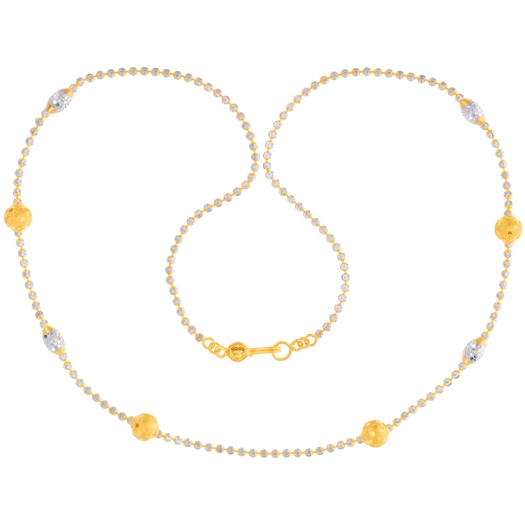 Fancy Ball Two tone 18" Chain in 22K Gold