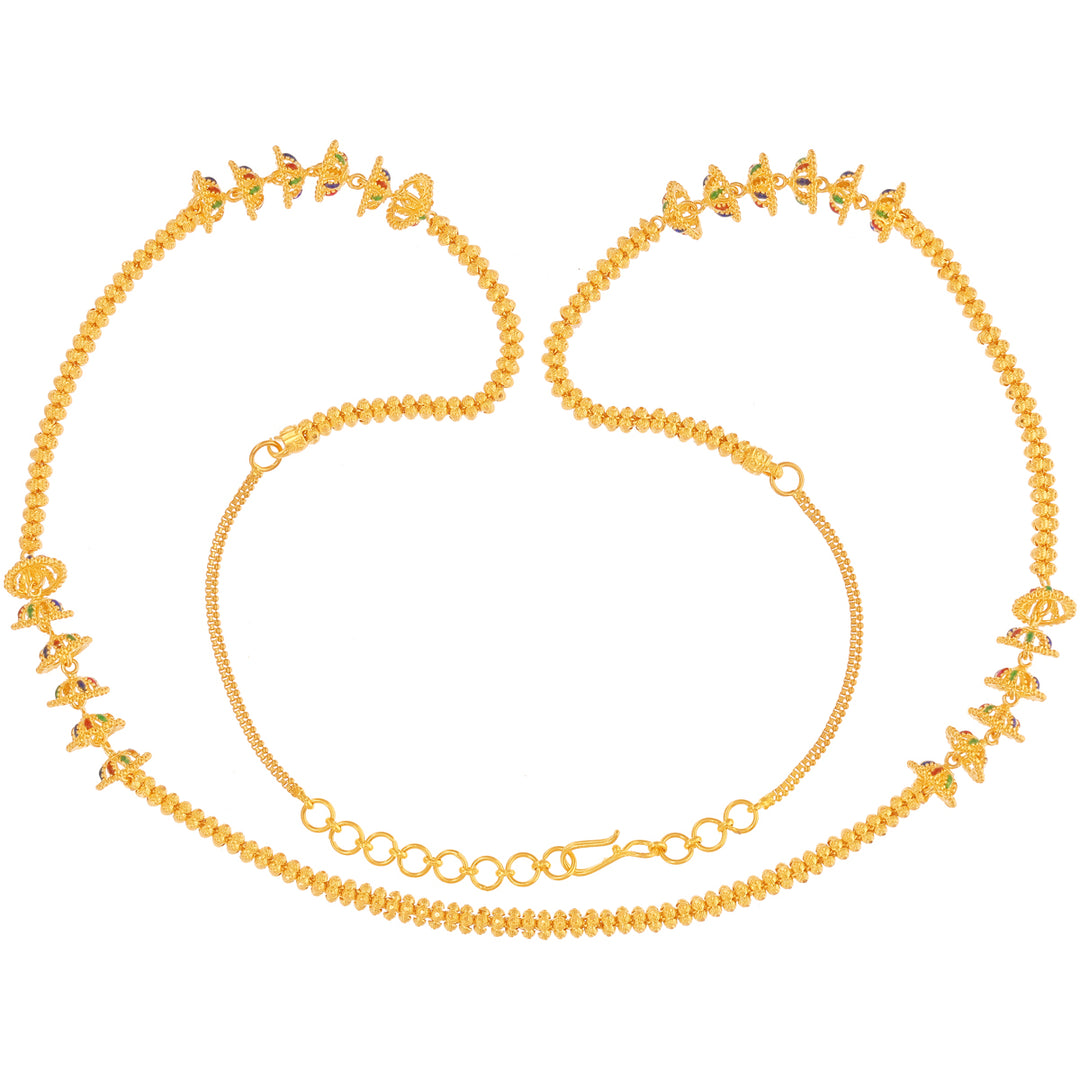 Fancy Minakari Ball Chain in 22K Gold