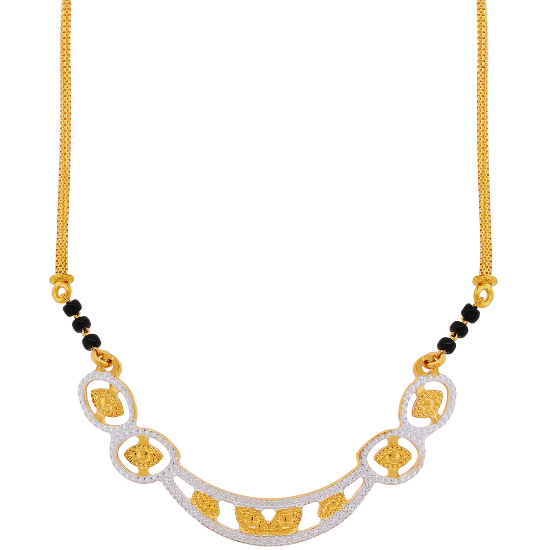 Detailed Two Tone Mangalsutra with CZ in 22K Gold