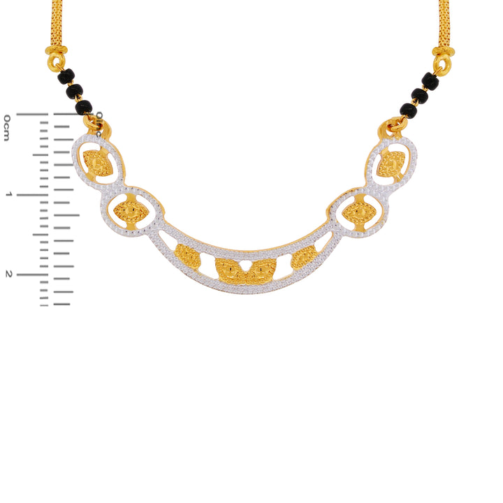 Detailed Two Tone Mangalsutra with CZ in 22K Gold
