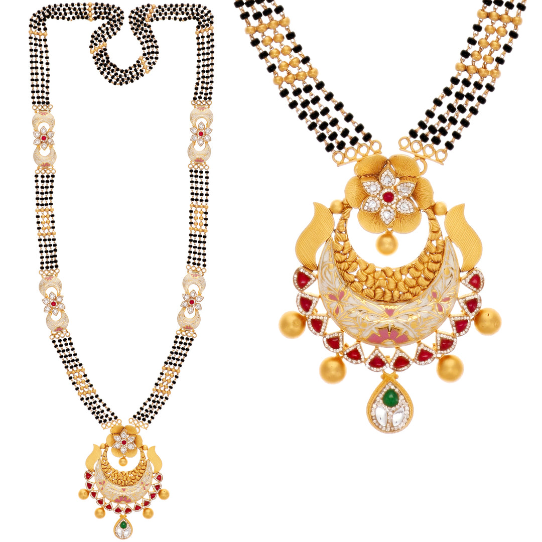 Fascinating Minakari Mangalsutra With Kundan Gemstones in 22K Gold