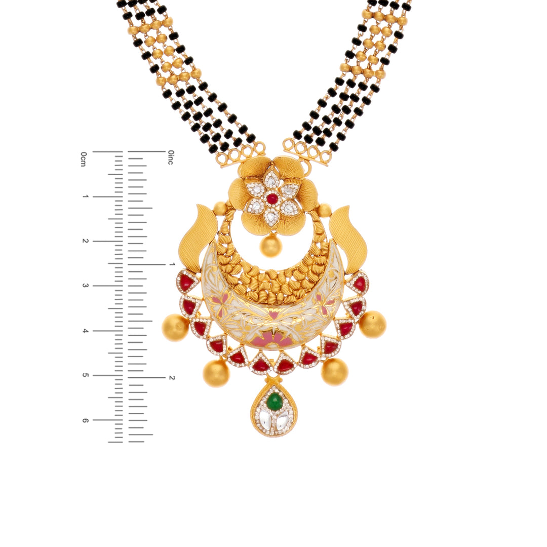 Fascinating Minakari Mangalsutra With Kundan Gemstones in 22K Gold