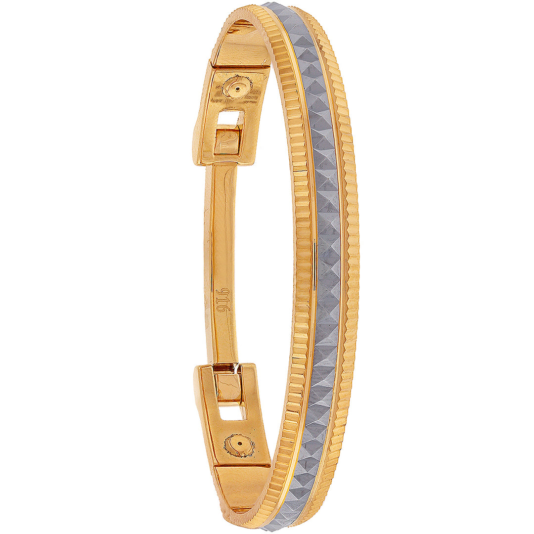 Intriguing Two tone Yume Cuff Bracelet in 22K Gold