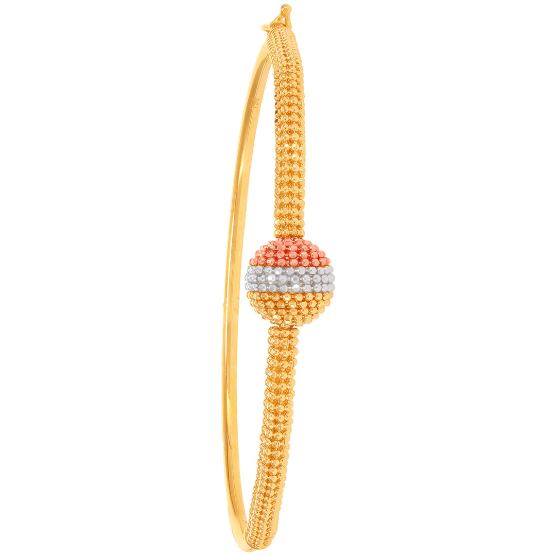 Opulent Three tone Openable Bangle Bracelet in 18K Gold