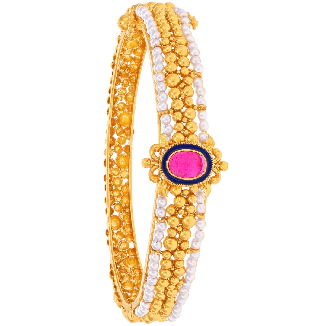 Ravishing Antique Kara With Gemstones in 22K Gold