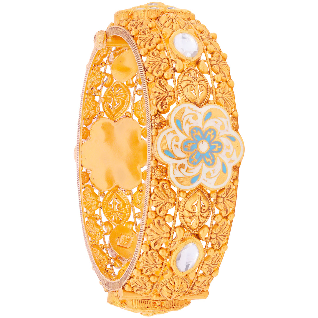 Precious Antique Minakari Kara With Kundan in 22K Gold