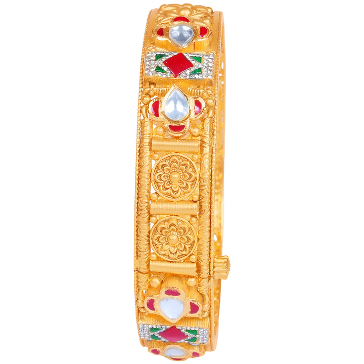 Fascinating Antique Openable Bangle With Kundan & Gemstones in 22K Gold