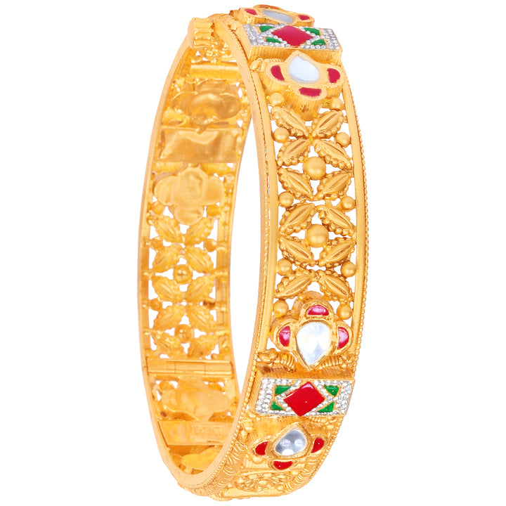 Fascinating Antique Openable Bangle With Kundan & Gemstones in 22K Gold