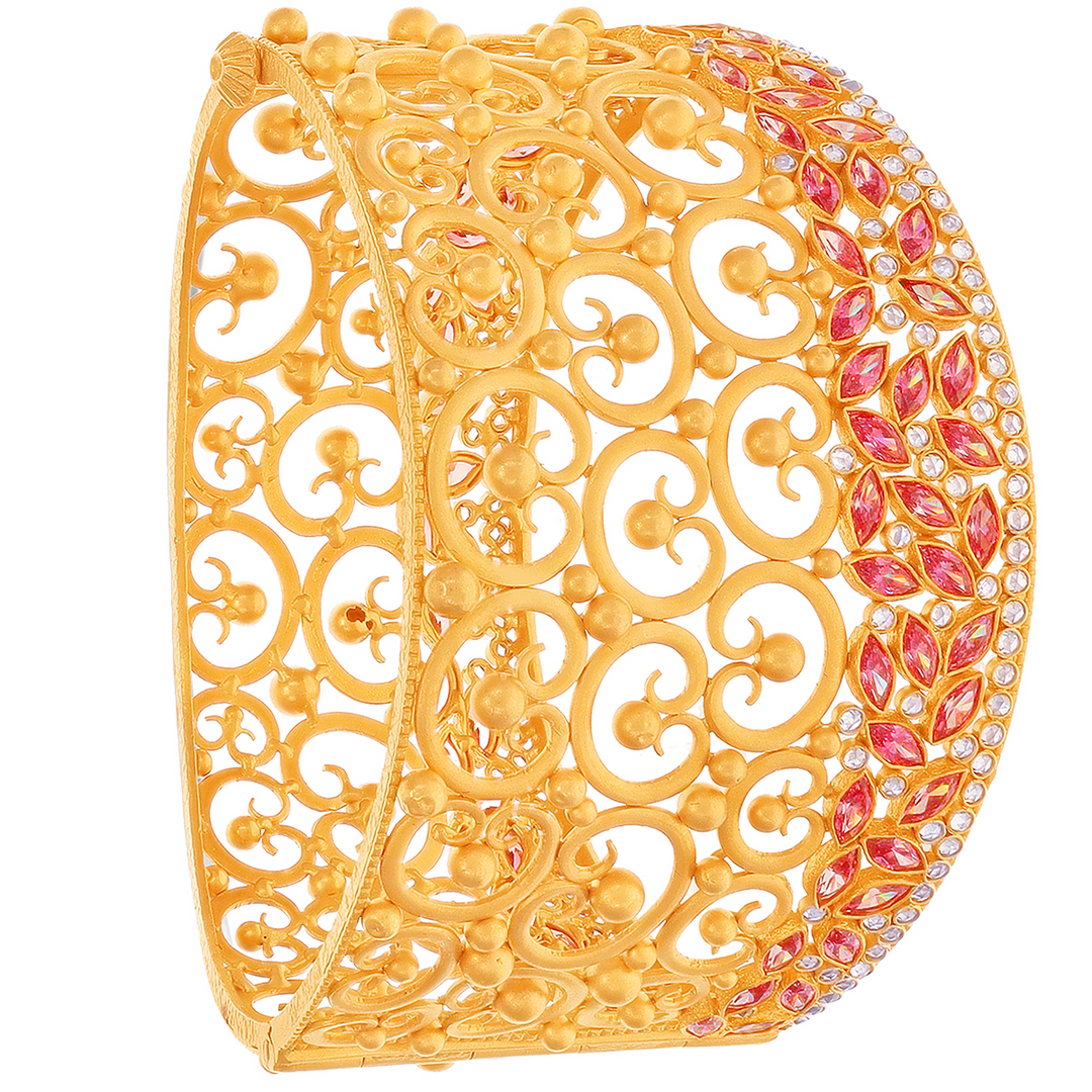 Exquisite Antique Kara With Gemstones in 22K Gold