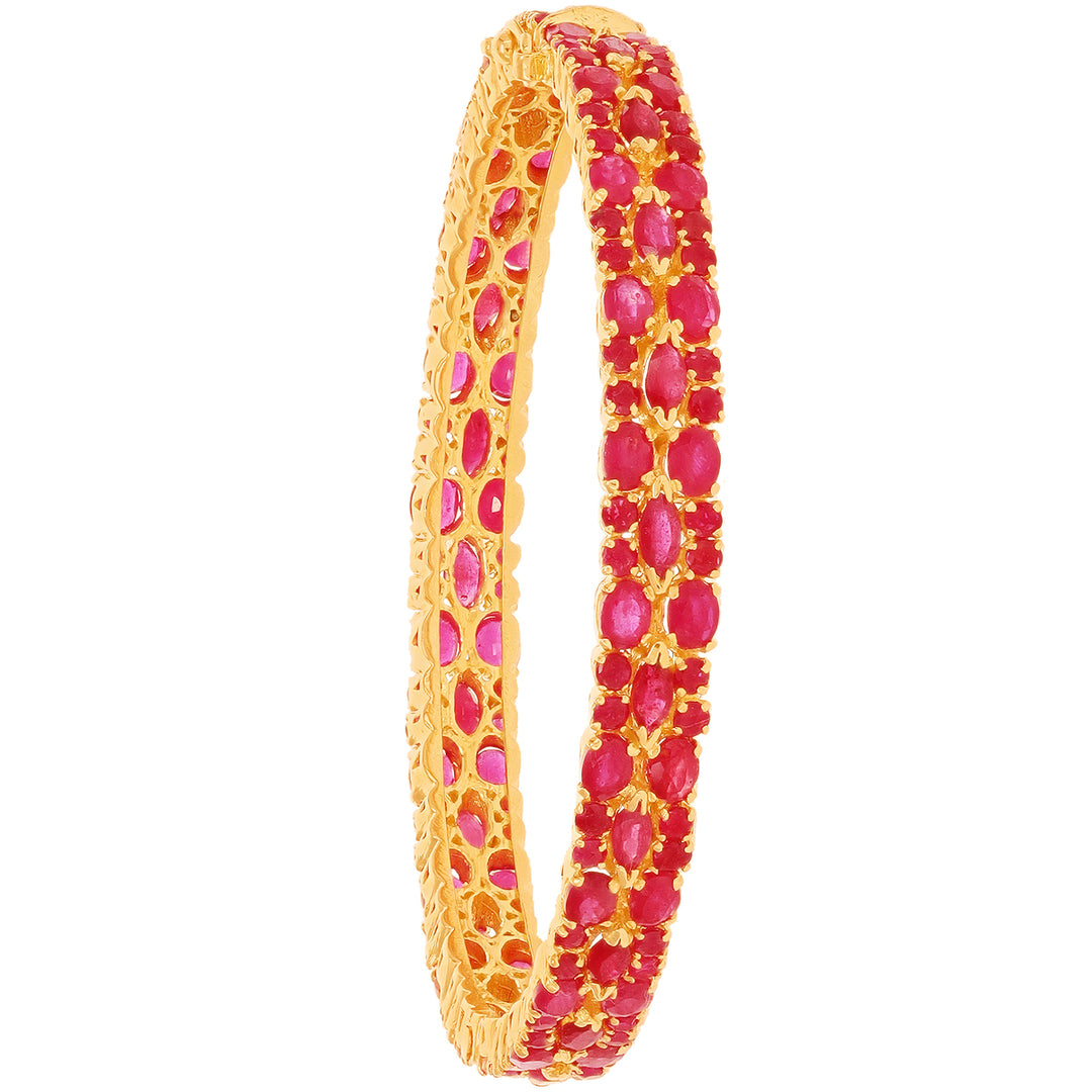 Glamorous Openable 2pcs Bangle With Ruby in 22K Gold