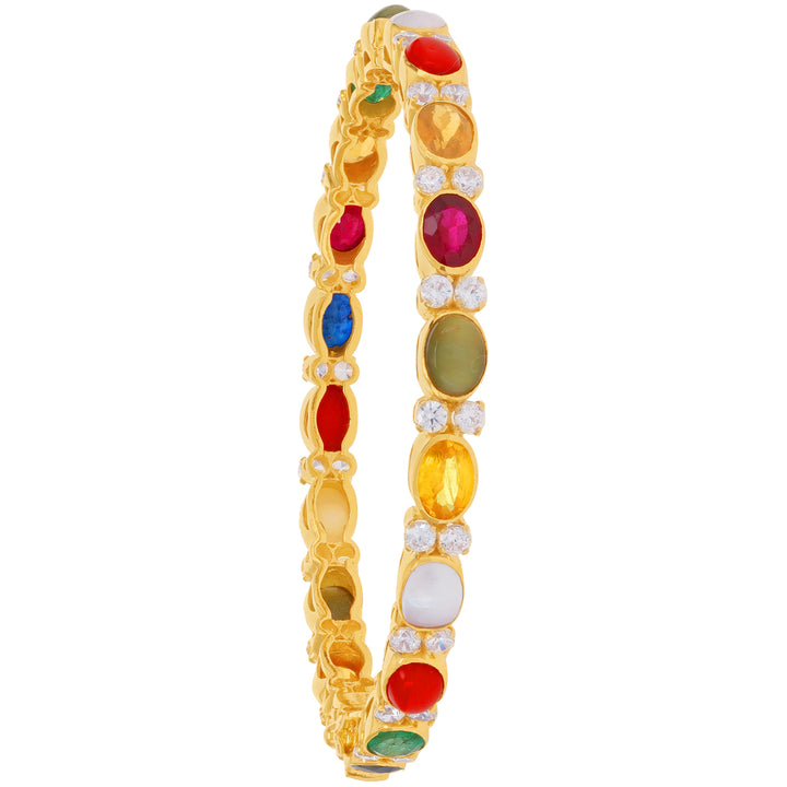 Ravishing 2pcs Bangle With Navratan in 22K Gold