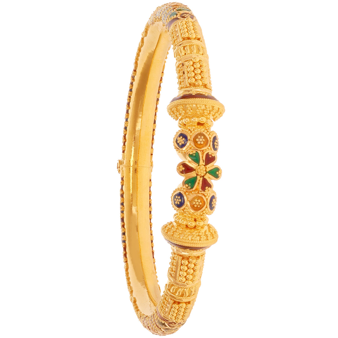 Fascinating Minakari Pipe 2pcs Kara in 22K Gold