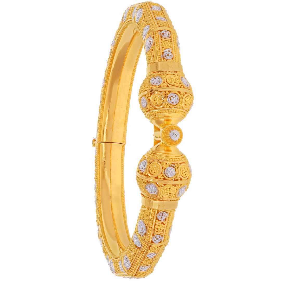 Ravishing Two tone Pipe Kara in 22K Gold