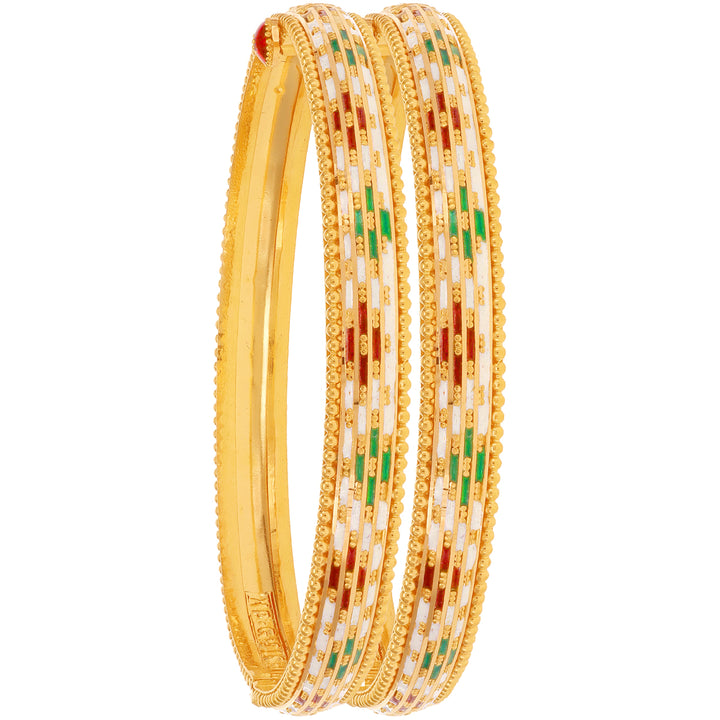 Charming Minakari 2pcs Kara in 22K Gold