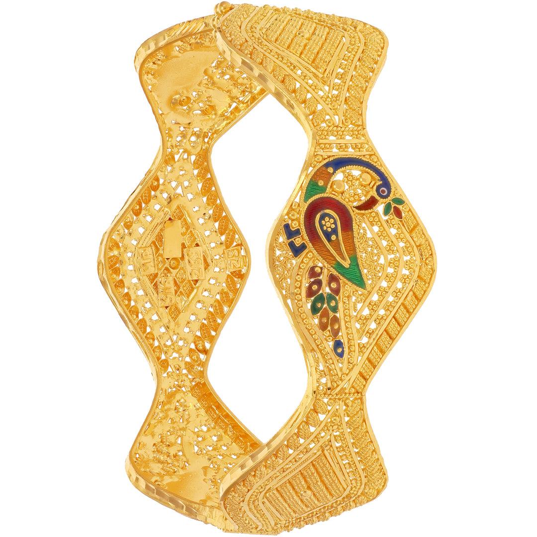 Ravishing Minakari Peacock 2pcs Kara in 22K Gold