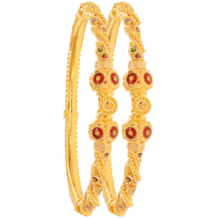 Opulent Minakari Pipe 2pcs Kara in 22K Gold