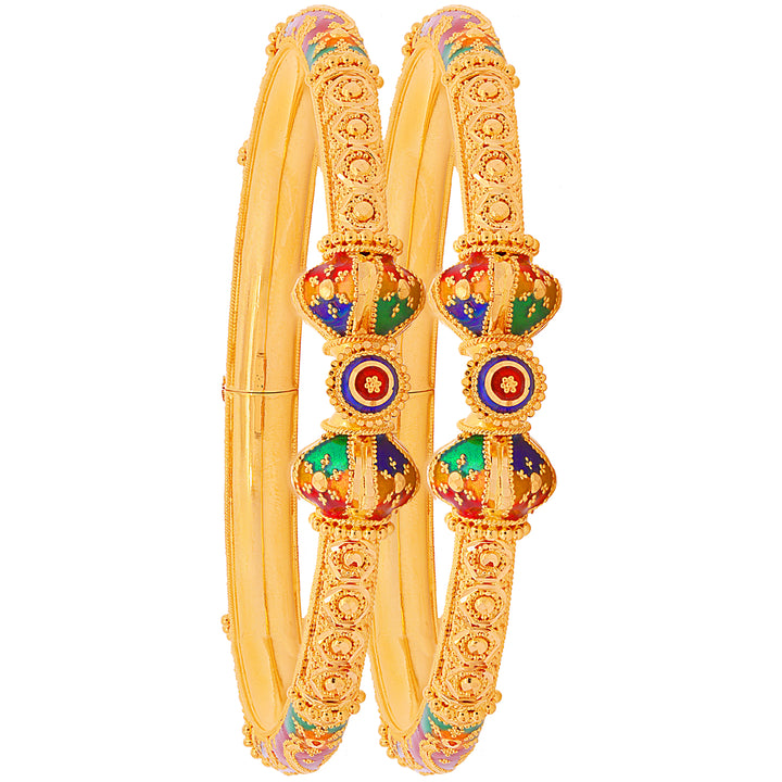 Stunning Minakari Pipe Openable 2pcs Kara in 22K Gold