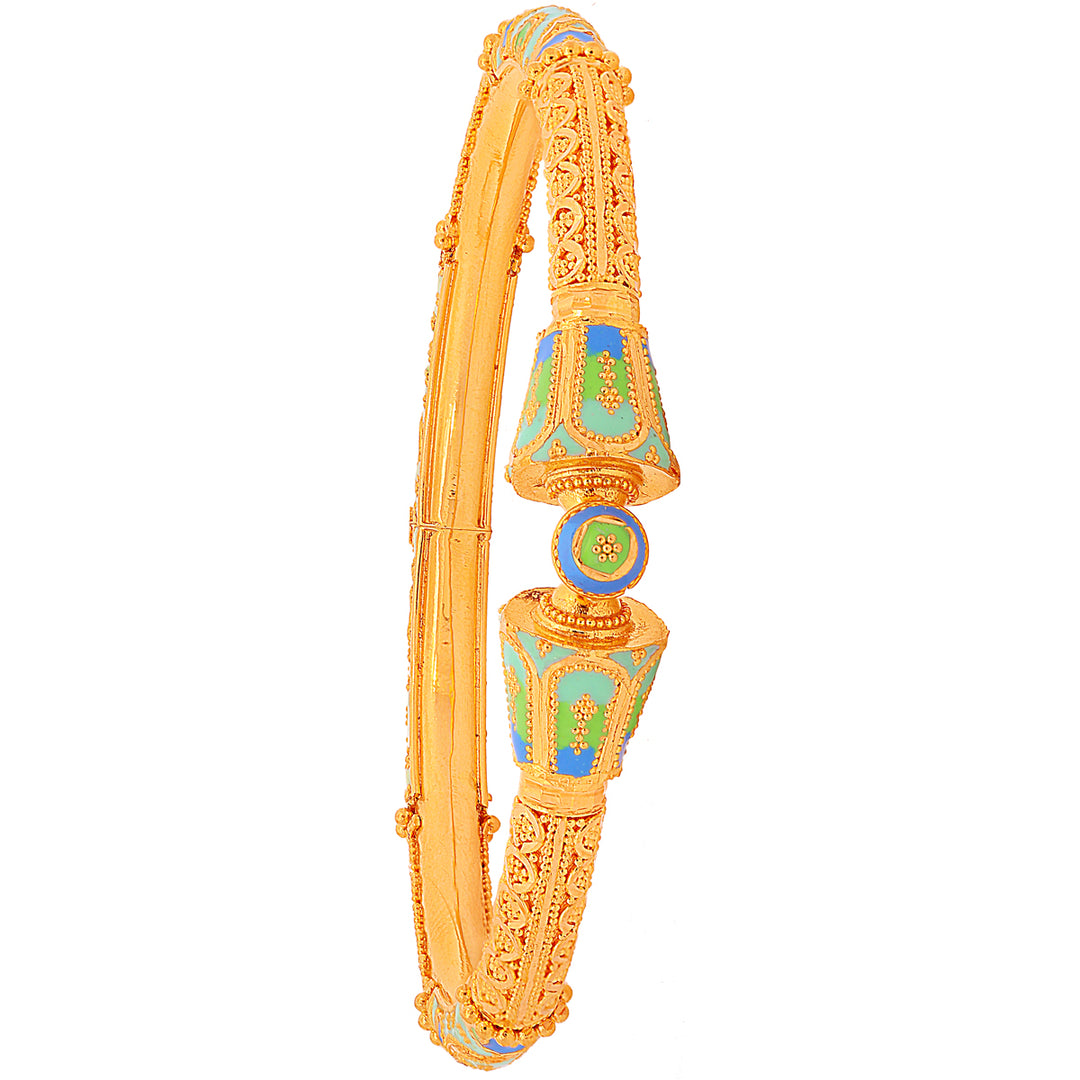 Intriguing Minakari Pipe Openable 2pcs Kara in 22K Gold