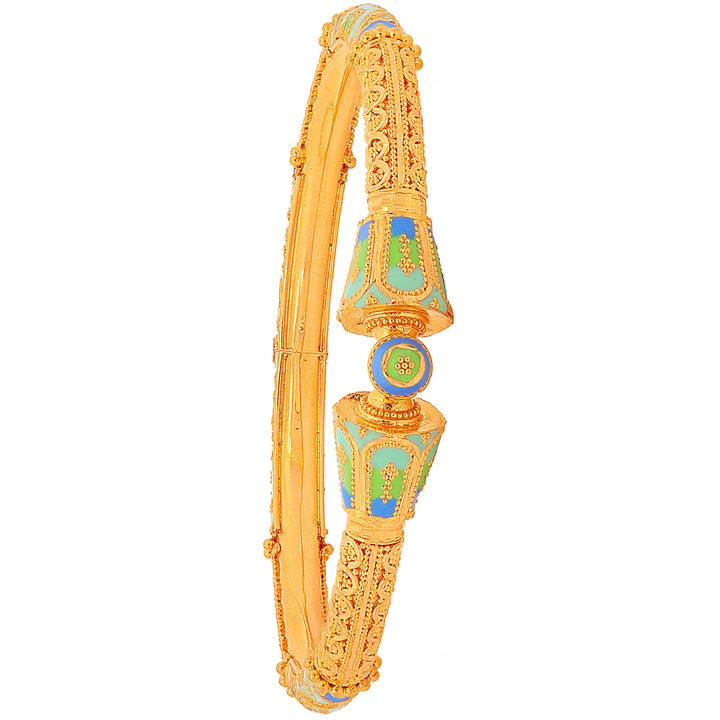 Intriguing Minakari Pipe Openable 2pcs Kara in 22K Gold