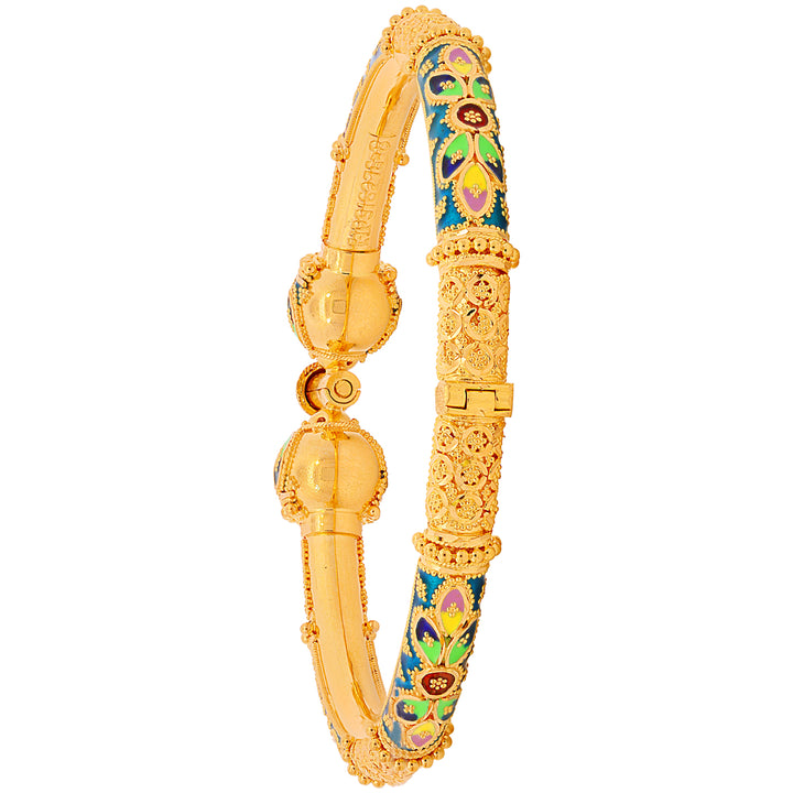 Captivating Minakari Pipe Openable 2pcs Kara in 22K Gold