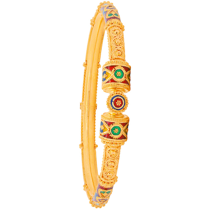 Alluring Minakari Pipe Openable 2pcs Kara in 22K Gold