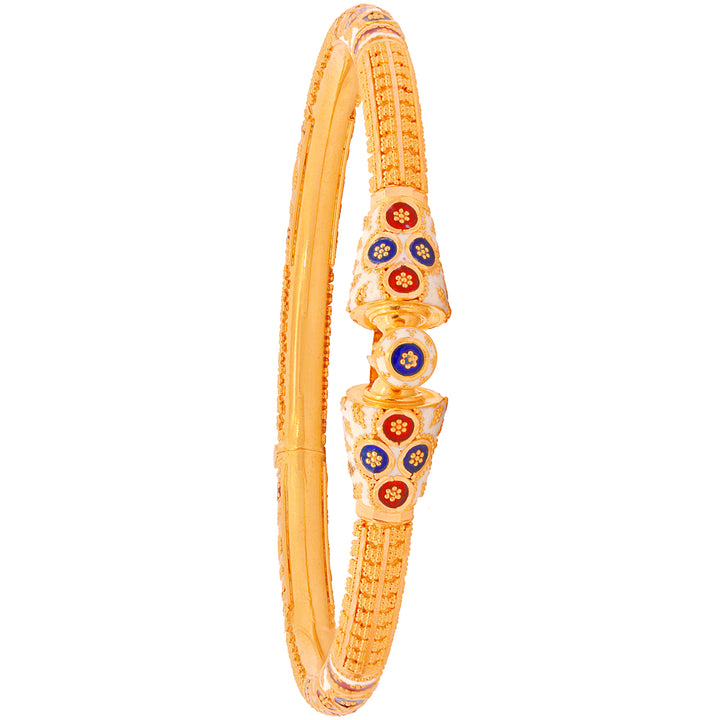 Intricate Minakari Pipe Openable 2pcs Kara in 22K Gold