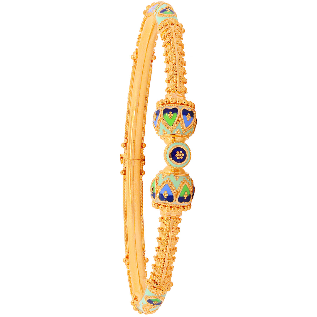 Opulent Minakari Pipe Openable 2pcs Kara in 22K Gold