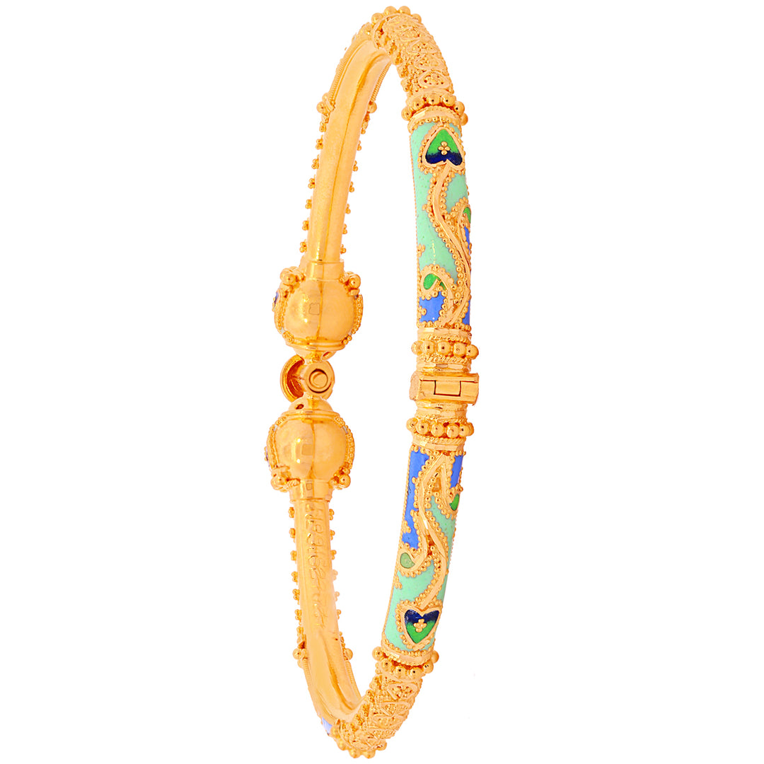 Opulent Minakari Pipe Openable 2pcs Kara in 22K Gold