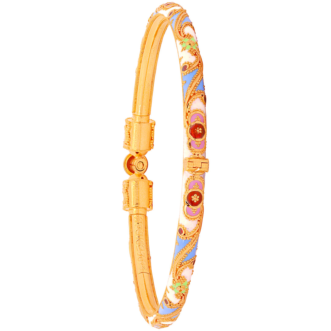 Fascinating Minakari Pipe Openable 2pcs Kara in 22K Gold