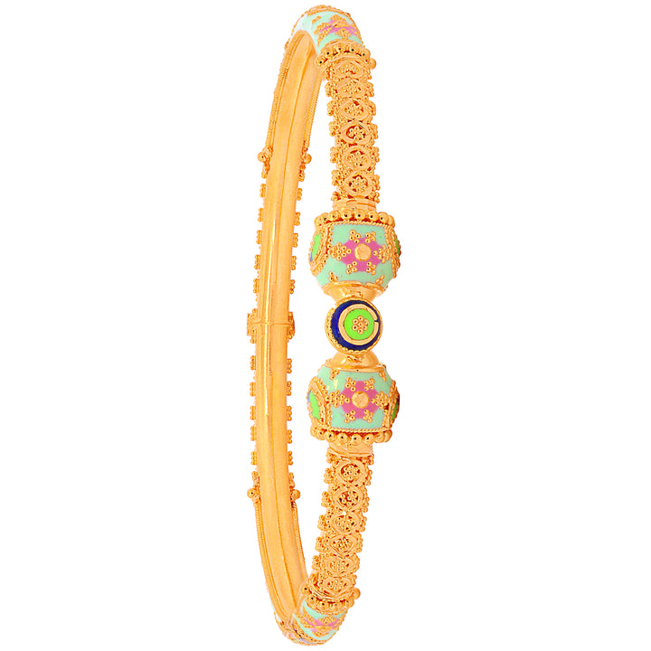 Glamorous Minakari Pipe Openable 2pcs Kara in 22K Gold