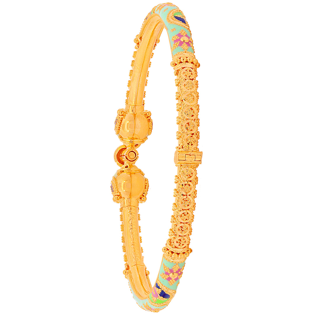 Glamorous Minakari Pipe Openable 2pcs Kara in 22K Gold