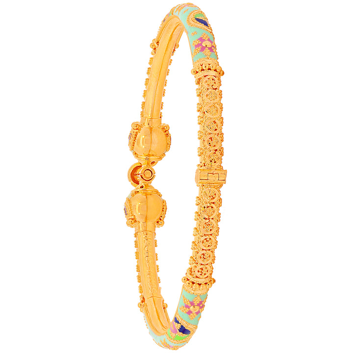 Glamorous Minakari Pipe Openable 2pcs Kara in 22K Gold