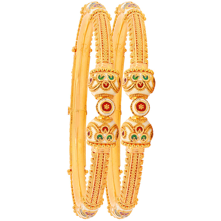 Delightful Minakari Pipe Openable 2pcs Kara in 22K Gold