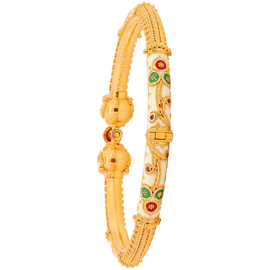 Delightful Minakari Pipe Openable 2pcs Kara in 22K Gold