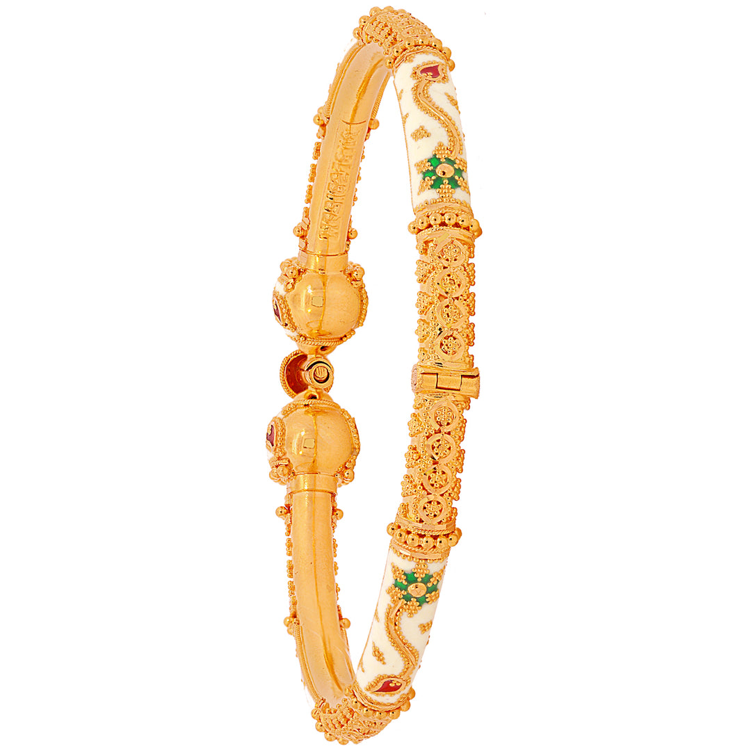 Precious Minakari Pipe Openable 2pcs Kara in 22K Gold