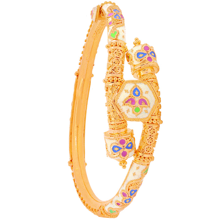 Alluring Minakari Pipe Openable 2pcs Kara in 22K Gold