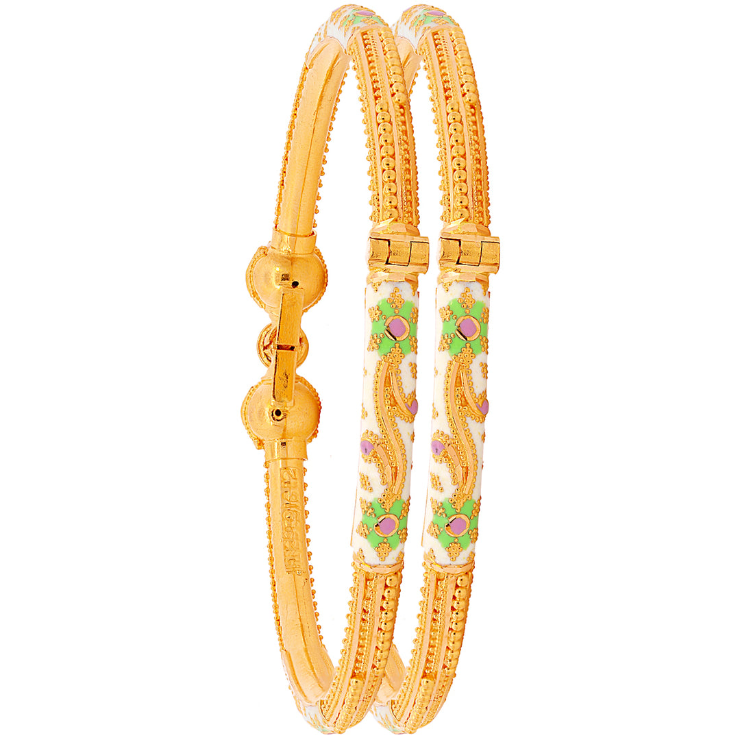 Stunning Minakari Pipe Openable 2pcs Kara in 22K Gold