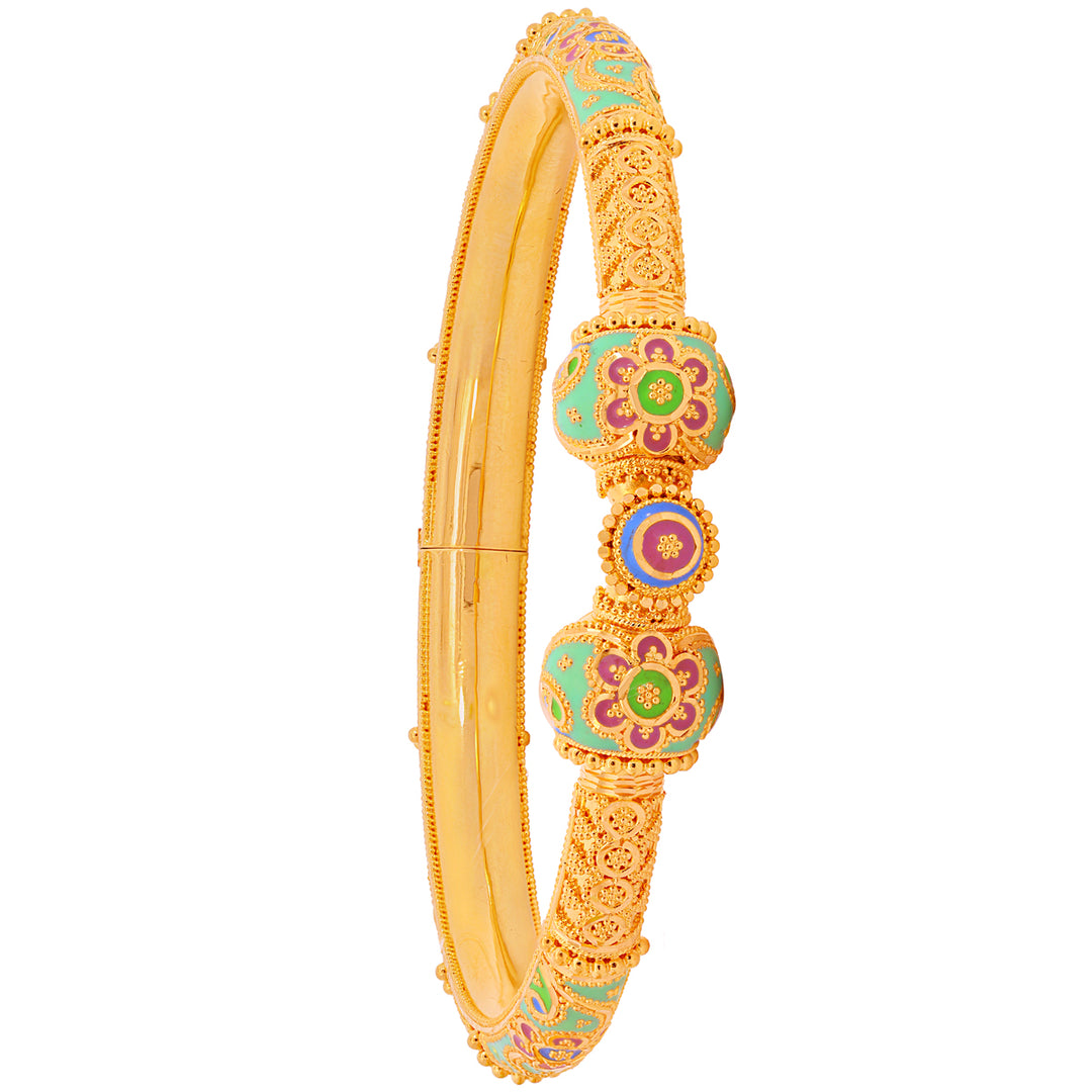 Enchanting Minakari Pipe Openable 2pcs Kara in 22K Gold