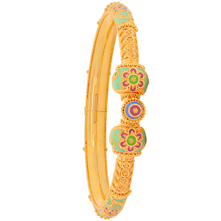 Enchanting Minakari Pipe Openable 2pcs Kara in 22K Gold