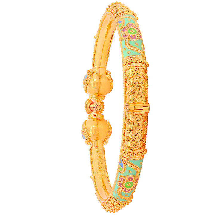 Enchanting Minakari Pipe Openable 2pcs Kara in 22K Gold